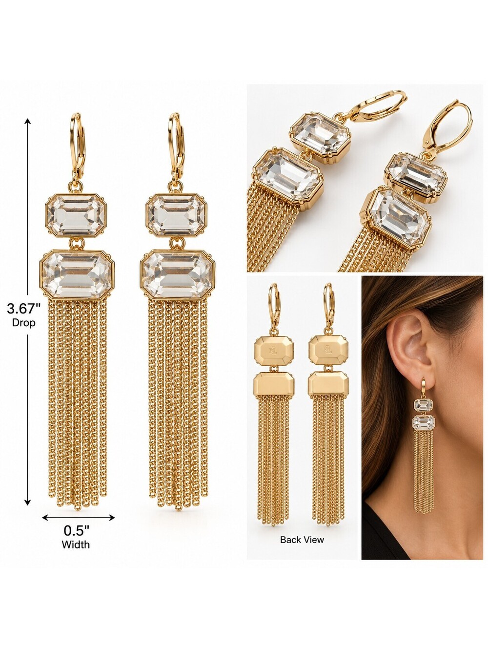 Ralph Lauren Gold Tone Statement Earrings